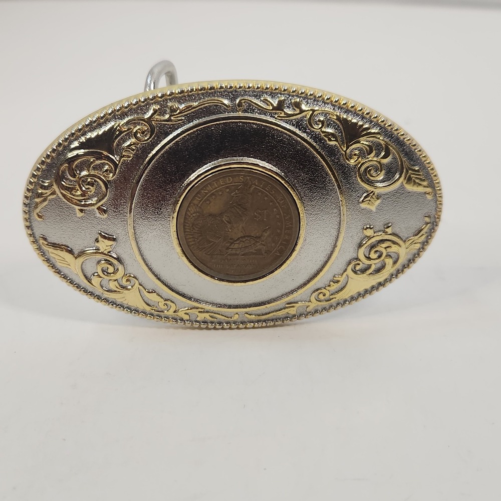 2015 Commemorative Mint Sacagawea Native American Dollar‎ Coin Belt Buckle Oval